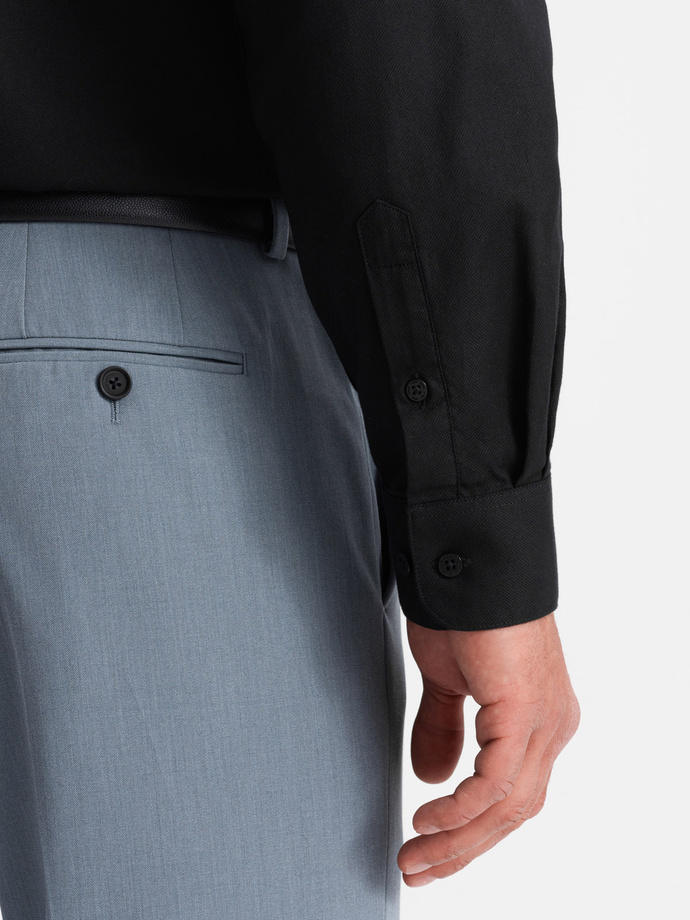 Men's cotton shirt with pocket REGULAR FIT - black V1 OM-SHCS-0147