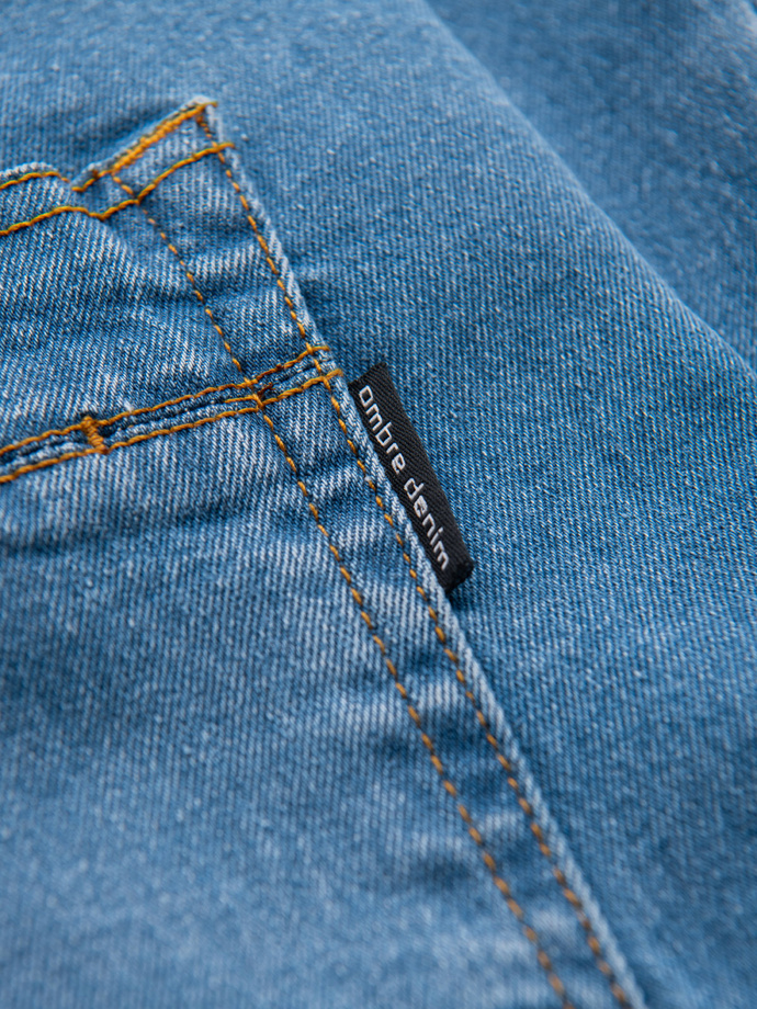 Męskie jeansowe z przetarciami REGULAR FIT - niebieskie V3 OM-PADP-0241