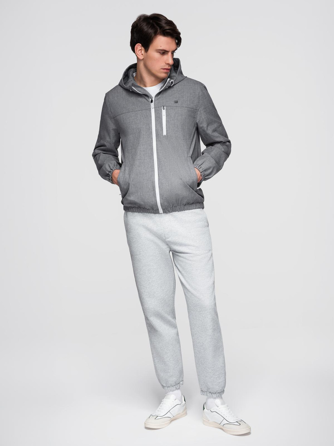 Men's lightweight sports jacket with fleece lining - gray V3 OM-JANP-0136