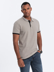 Men's cotton polo shirt - light brown S1382