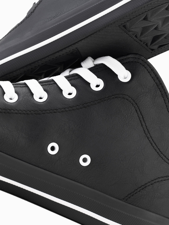 Kontrastowe trampki męskie z podwyższoną cholewką – czarne V1 OM-FOTH-0121