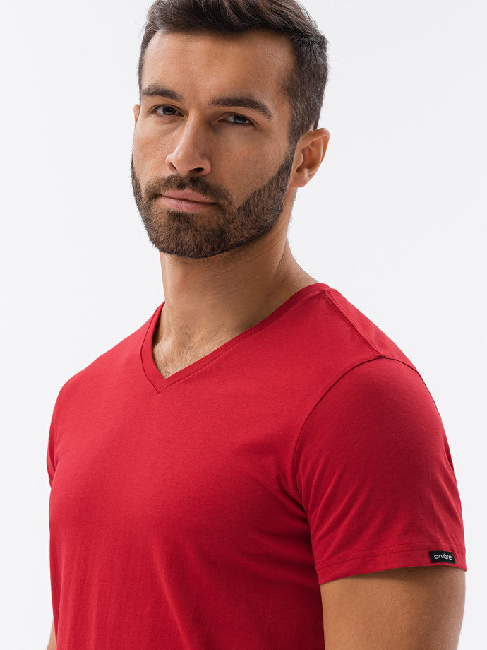 Classic BASIC men's shirt with a serape neckline - red V14 S1369