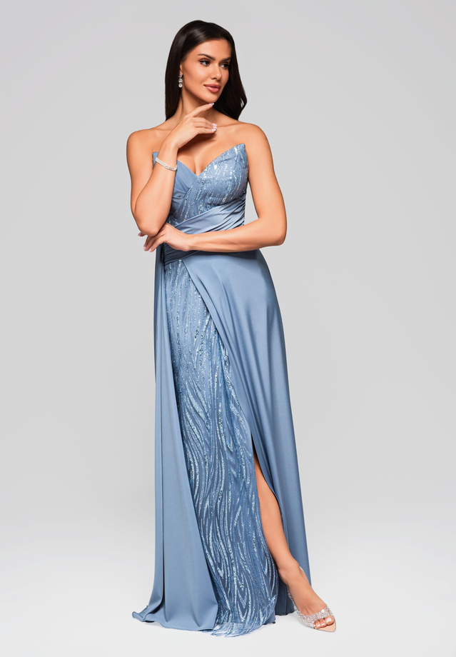 Evening dress LA-OM-DLR189 - frost blue