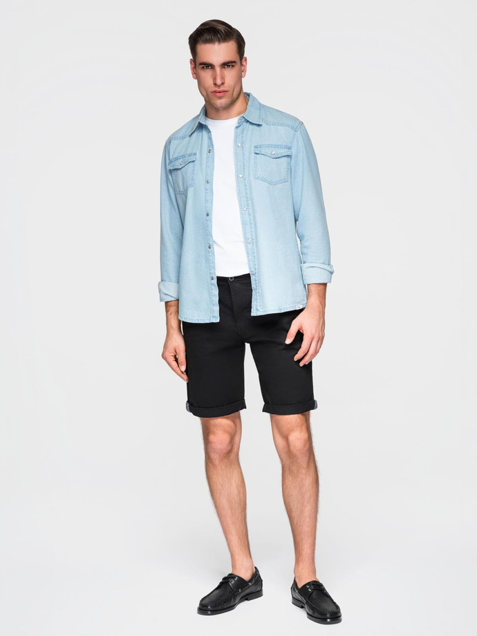 Classic men's chino shorts with rolled up leg - black V9 OM-SRCS-0197