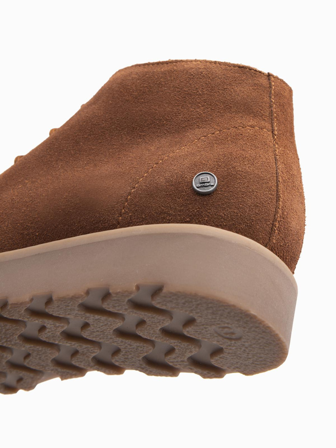 Men's suede ankle boots with thick sole - brown V2 OM-FOCS-0164