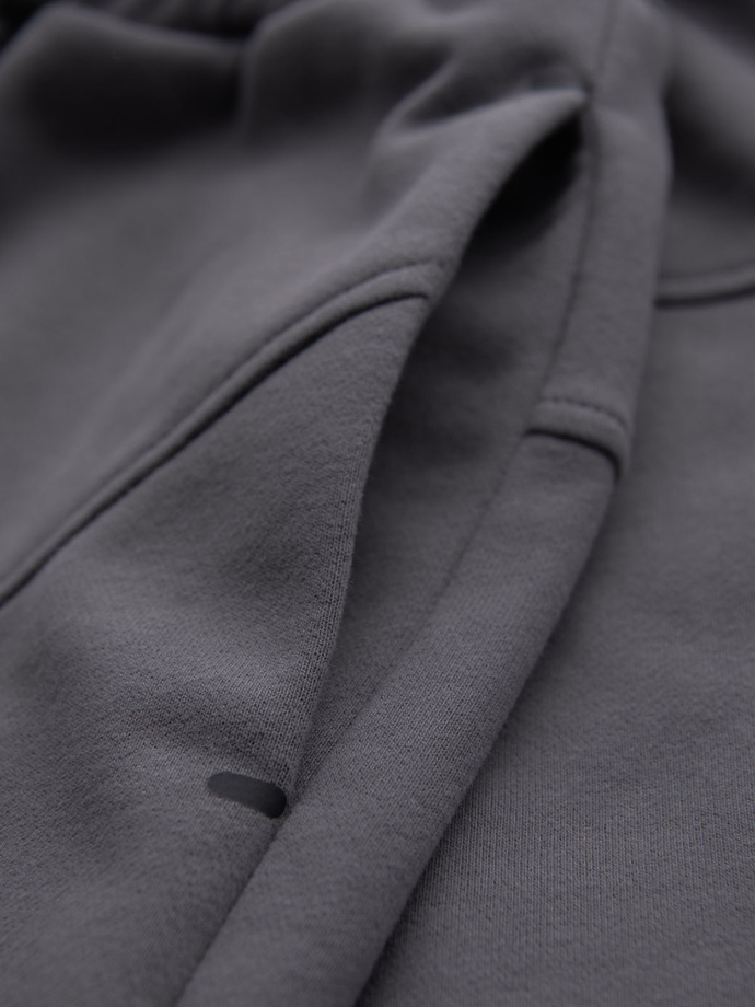 Fitted men's printed short sweat shorts - grey V3 OM-SRSK-0138