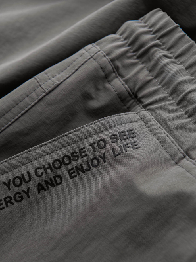 Men's jogger pants with cargo pockets and print - gray V4 OM-PAJO-0200