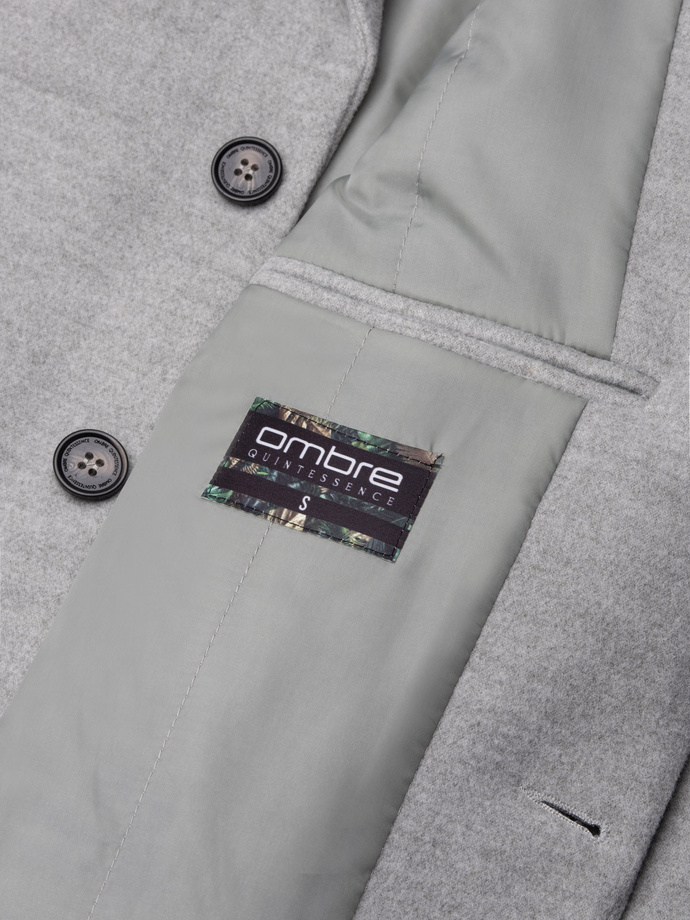 Płaszcz męski klasyczny jednorzędowy - jasnoszary V4 C432