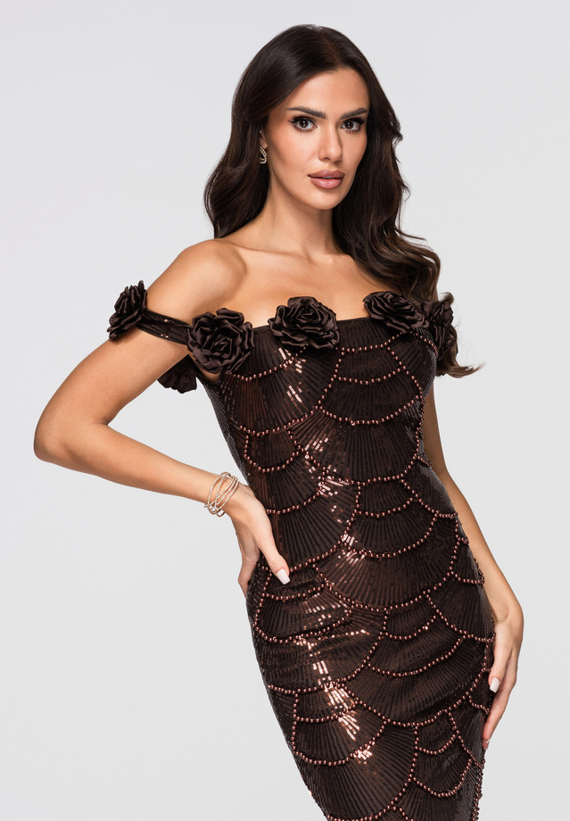 Evening dress LA-OM-DLR273 - brown