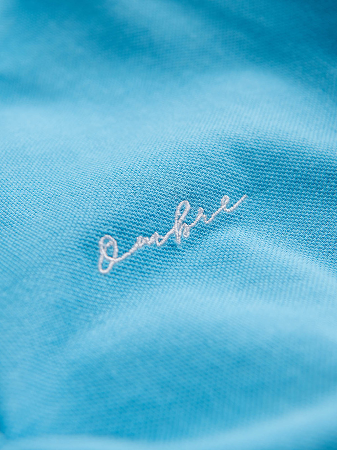 Pique knit polo shirt - blue V3 S1746