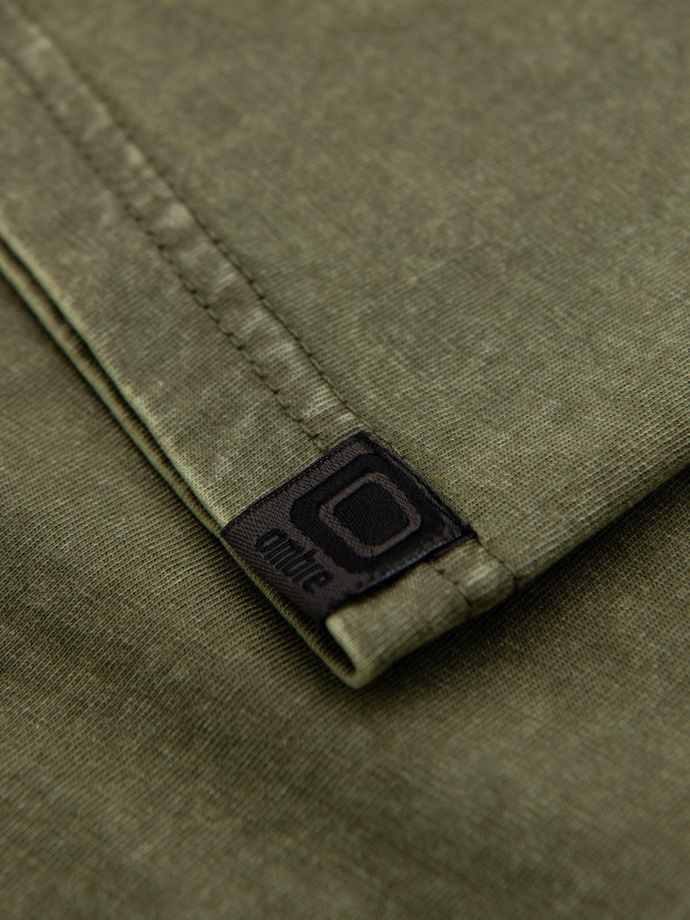 Men's t-shirt with wash effect - olive V4 OM-TSWT-0116