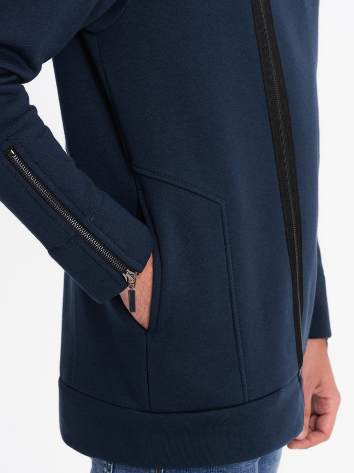 Rozpinana bluza męska ze stójką LONDON - granatowa B1362