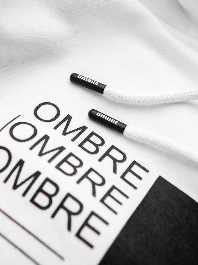 Męska bluza z nadrukiem HOODIE - biała V1 OM-SSPS-0152