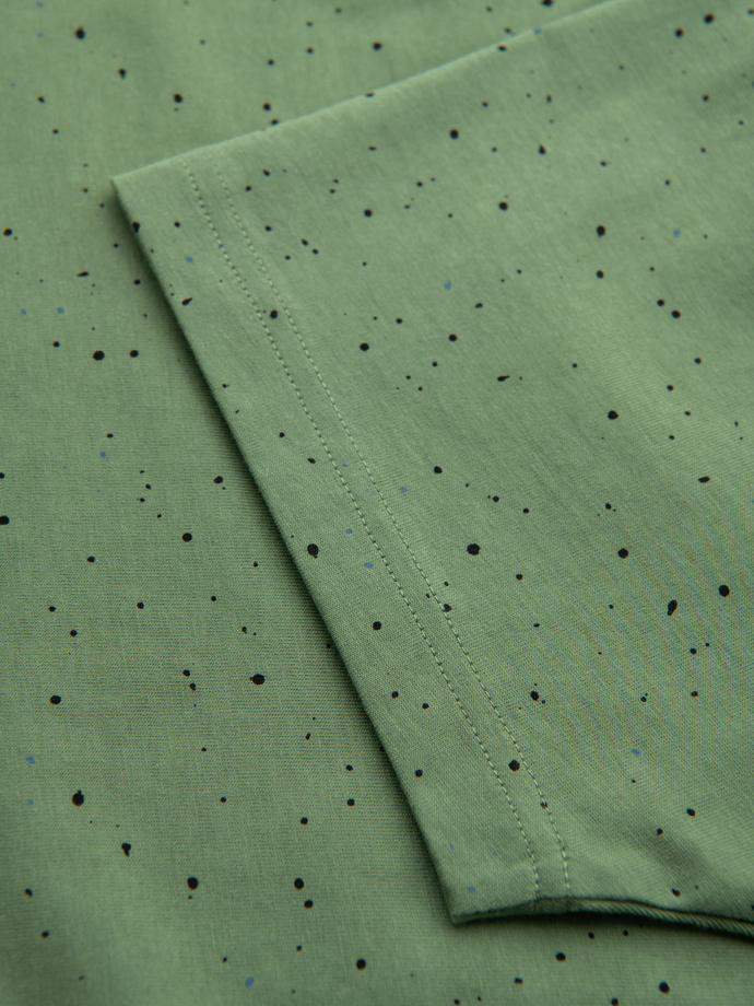 Men's printed cotton t-shirt with round neckline - green V4 OM-TSFP-0186