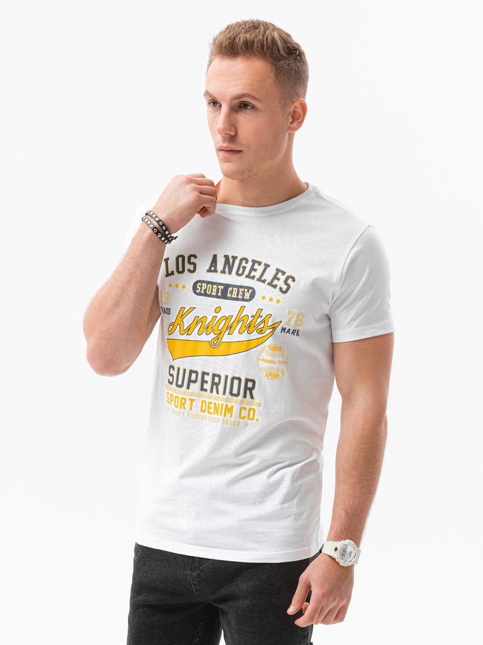 Men's printed t-shirt V-23D- white S1434