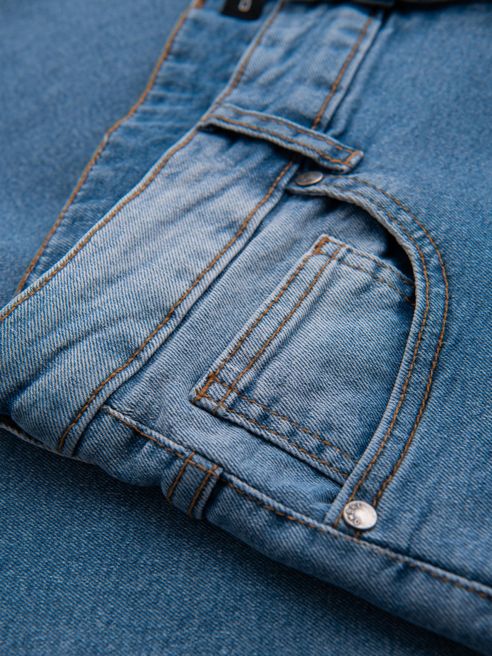 Spodnie męskie jeansowe REGULAR FIT z przetarciami - jasnoniebieskie V1 OM-PADP-0254