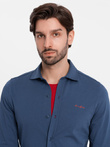 Men's cotton single jersey knit REGULAR shirt - blue V1 OM-SHCS-0138