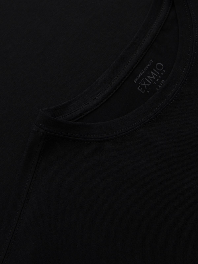 Men's SLIM FIT longsleeve with elastane and print - black V1 OM-LSBC-0124