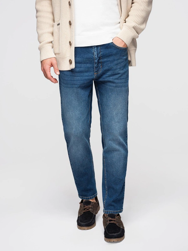 Men's CARROT denim pants with rubbing - blue V2 OM-PADP-0253