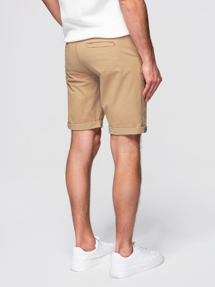 Classic men's chino shorts with rolled up leg - beige V11 OM-SRCS-0197