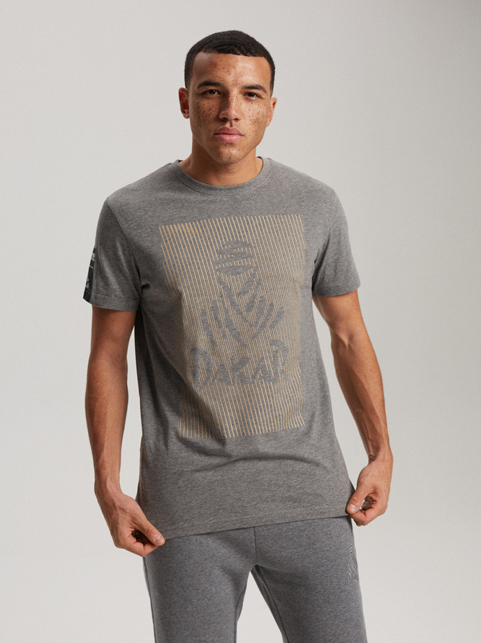 Men's printed T-shirt DKR D 0823 S1824 - grey melange