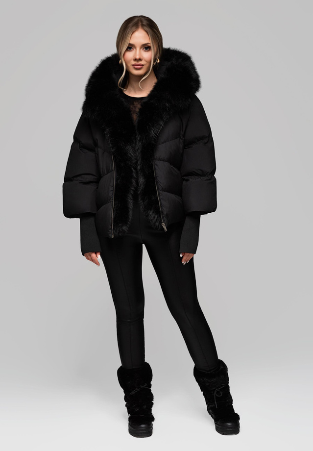 Women's insulated jacket with fur OW-JAHP-0102 v1 - black