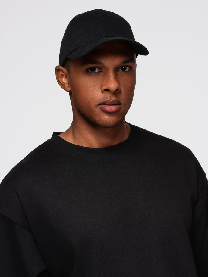 Men's cotton T-shirt with sequin wing motif on back - black V1 OM-TSCT-0289