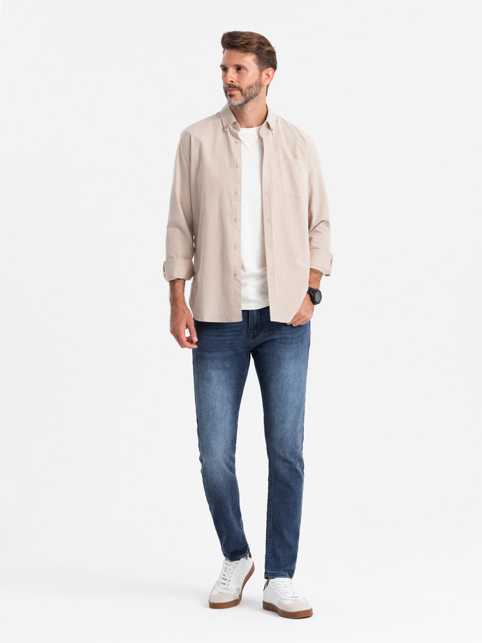 Dopasowane męskie spodnie jeansowe SLIM FIT z elastanem – niebieskie V1 OM-PADP-0214