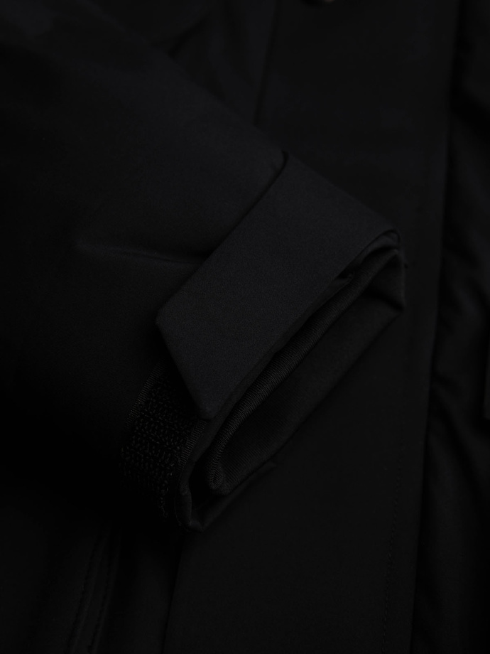 Zimowa kurtka męska z odpinanym kapturem z wodoodpornego materiału - czarna V3 OM-JAHP-0306