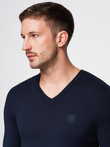 Men's elegant BASIC V-neck sweater with viscose - navy blue V2 OM-SWBS-0107