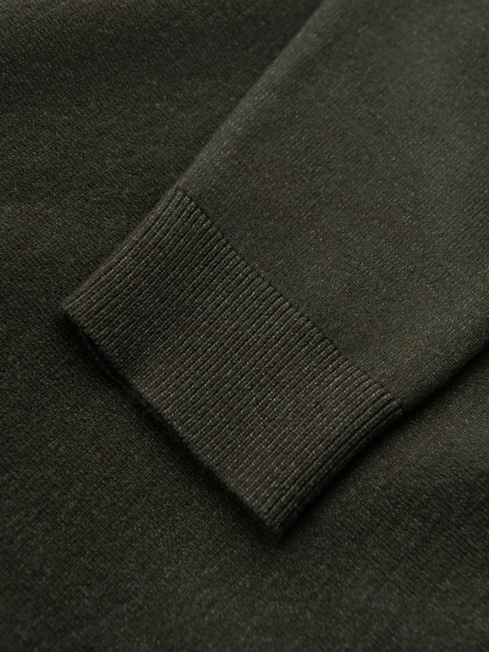 Men's knitted half turtleneck with viscose - dark olive V5 OM-SWTN-0125