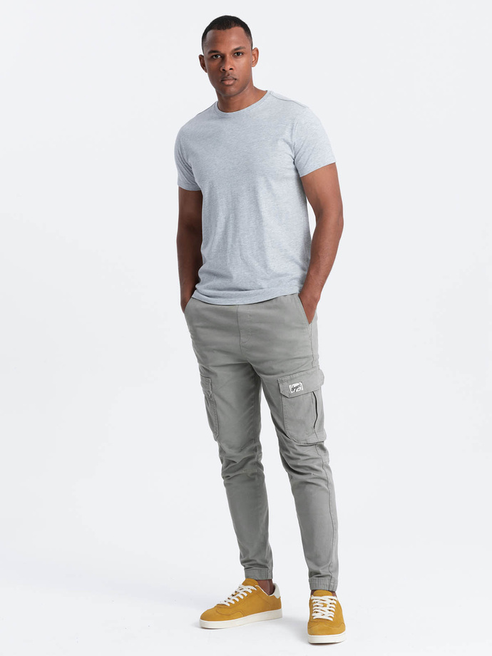 Men's classic cotton BASIC T-shirt - grey melange V5 OM-TSBS-0146