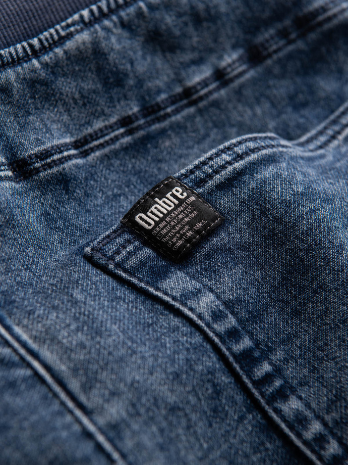 Spodnie męskie marmurkowe JOGGERY z przeszyciami -  niebieskie V1 OM-PADJ-0108