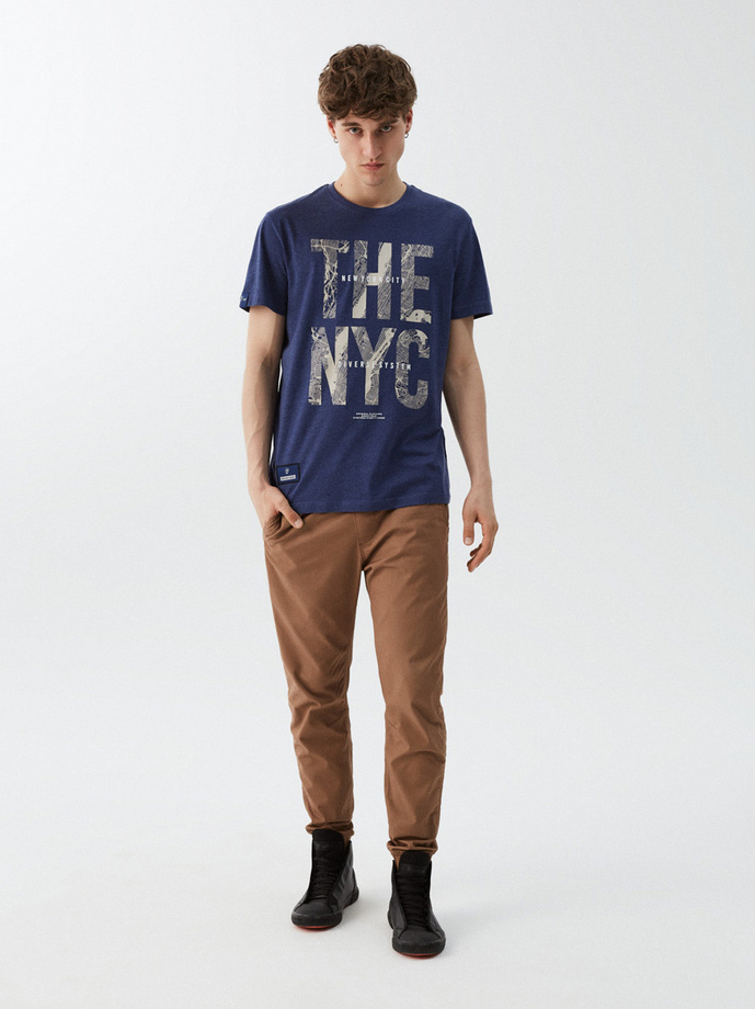 Men's printed T-shirt NY CITY 01 S1830 - navy