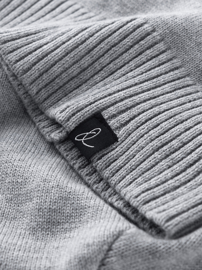 Zimowa czapka męska beanie z bawełnianej dzianiny – szary melanż V5 OM-ACWH-0124