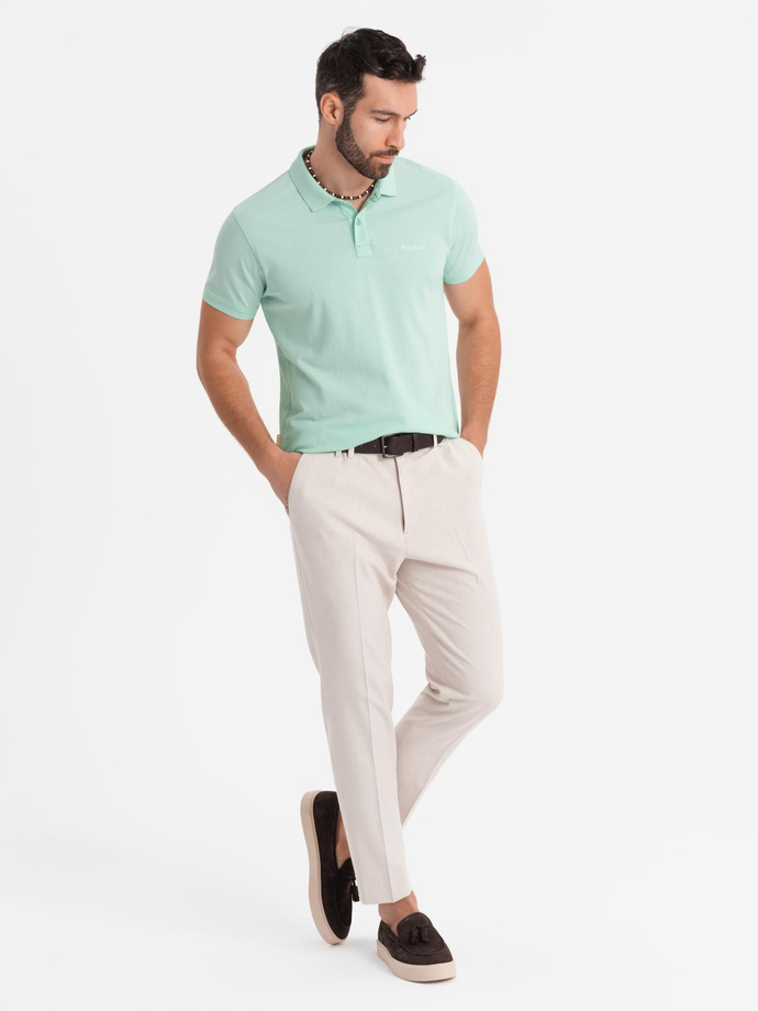 Cotton pique knit polo shirt - mint V1 OM-POSS-0103