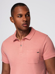 Classic cotton knit polo shirt - pink V4 OM-POWS-0142