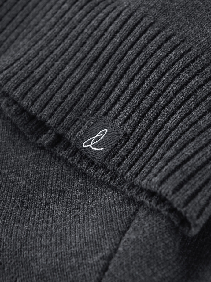 Zimowa męska czapka beanie z bawełnianej dzianiny – grafitowy melanż V2 OM-ACWH-0124