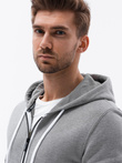 Bluza męska rozpinana z kapturem BASIC - szary melanż V7 B977