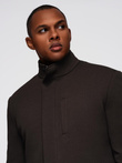 Structured fitted coat for men with high collar - dark brown V5 OM-COWC-0136