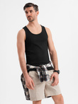 Men's cotton basic t-shirt with straps - black V3 OM-TSBT-0239