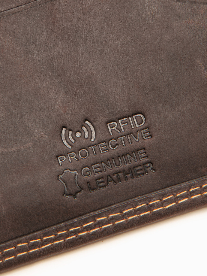 Portfel męski skórzany - ciemnobrązowy A087