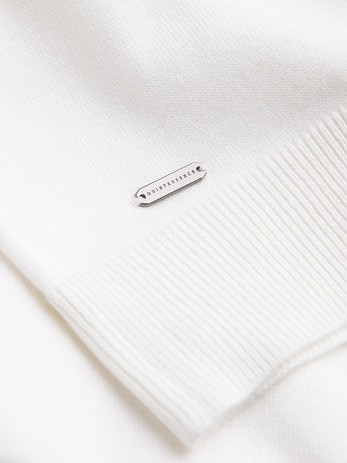 Men's soft knit polo shirt with contrasting stripes - cream V3 OM-POSS-0118