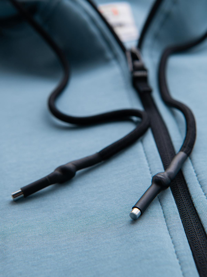 Unzipped hoodie sweatshirt in streetwear style - light blue V4 OM-SSZP-0213
