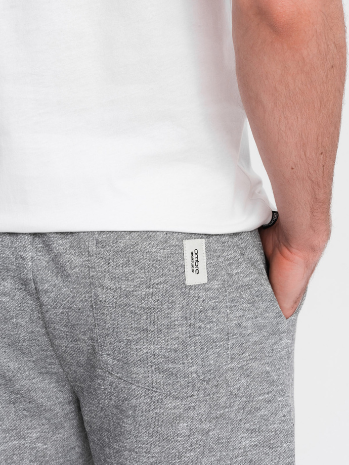 Men's LOOSE FIT melange fabric shorts - gray V6 OM-SRSK-0116