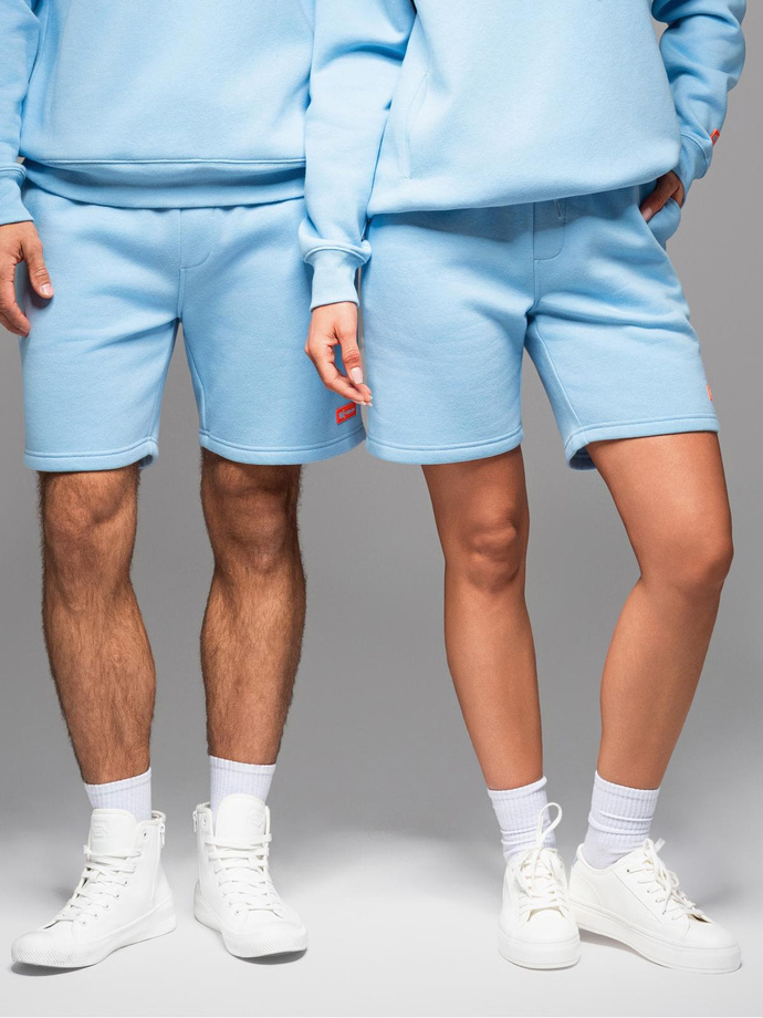 Szorty dresowe unisex ze ściągaczem w pasie – błękitne V8 OU-SRBC-0101