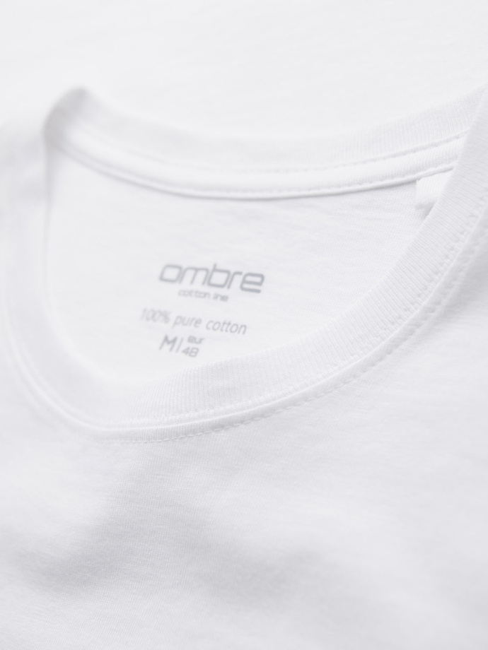 Męski klasyczny bawełniany T-shirt BASIC - biały V4 OM-TSBS-0236
