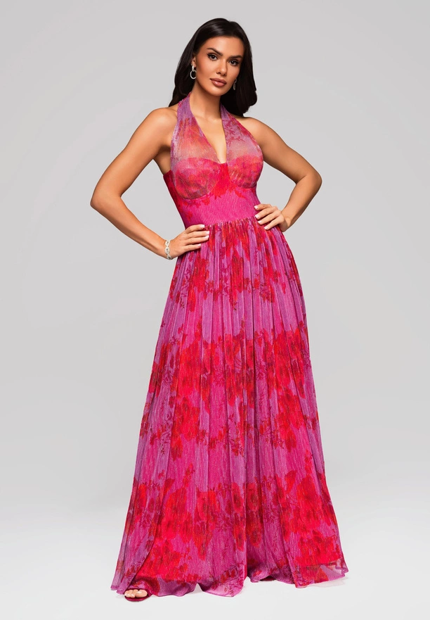 Evening dress LA-OM-DLR180 - nude