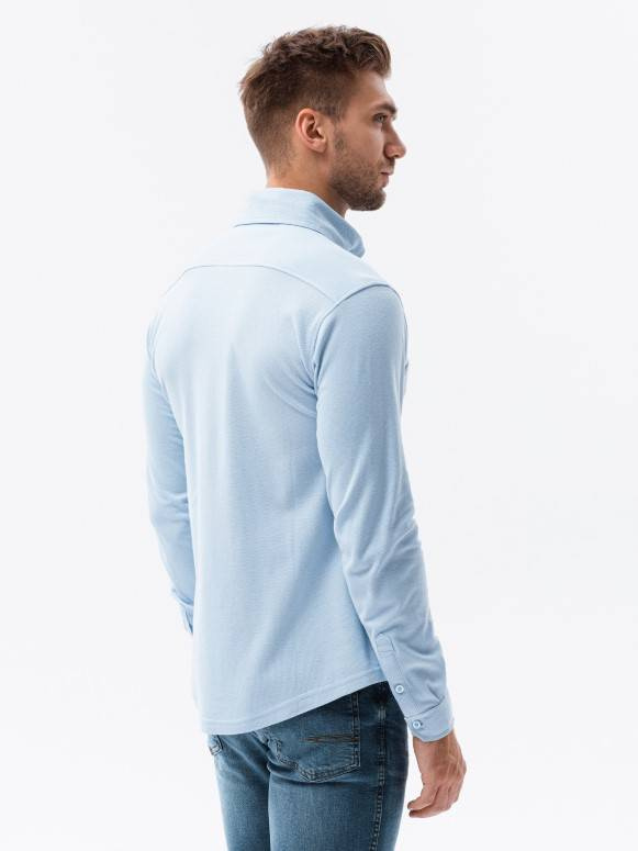 Men's long sleeve knit shirt - blue V3 K540