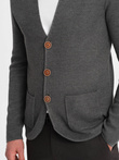 Structured men's cardigan sweater with pockets - graphite melange V2 OM-SWCD-0109